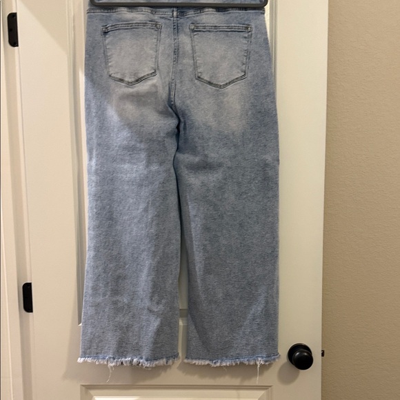 Stylish Light Blue Distressed Wide Leg Jeans - Picture 7 of 8